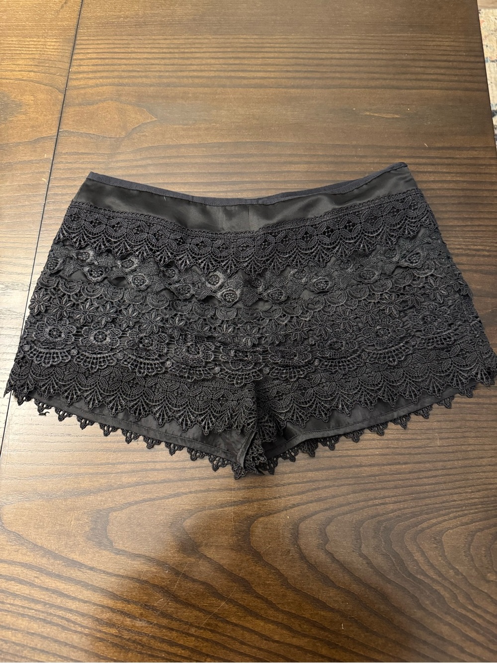 Sans Souci Black Floral Lace Trim Bike Shorts